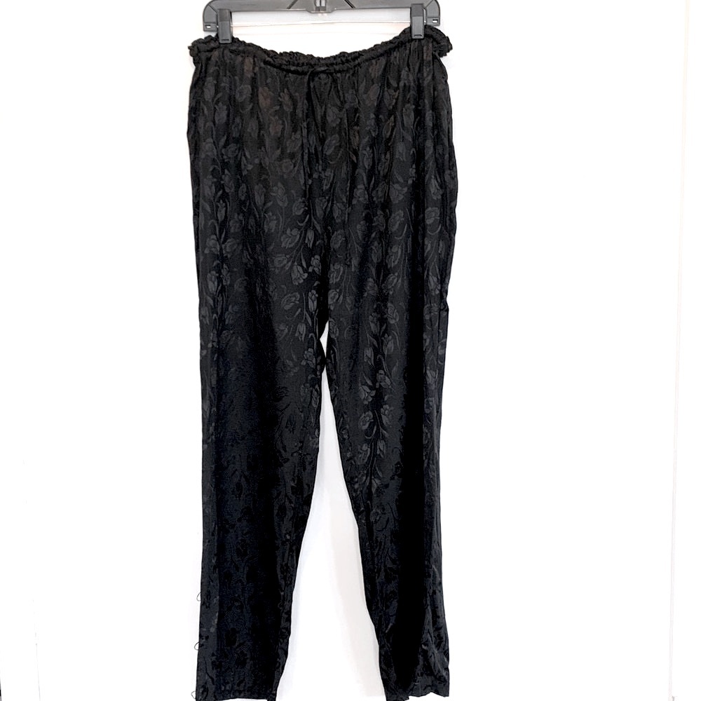 April Cornell Jaquard Ankle Tie Black Pants Large